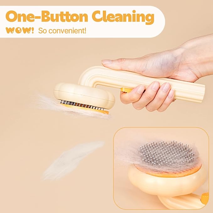 Sunflower Cat Dog Brush (Yellow) - Self Cleaning Cat Brush, Pet Grooming Shedding Brush for Long and Short Haired Dogs Cats