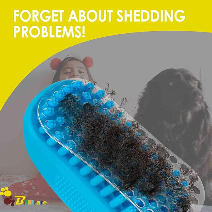 Dog Grooming Brush, Premium Soft Silicone Pet Bath Brushes, Rubber Massage Shampoo Soothing Comb Scrubber for Wet Dry Long Short Haired Dogs & Cats Massaging, Deshedding Shower