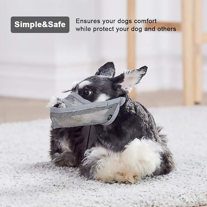 Crazy Felix Nylon Dog Muzzle for Small Medium Large Dogs, Air Mesh Breathable and Drinkable Pet Muzzle for Anti-Biting Anti-Barking Licking (S, Grey)