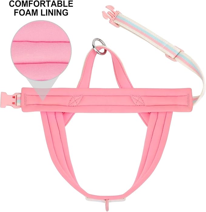 Beirui No Pull Dog Harness for Small Medium Dogs Puppies, Soft Neoprene Quick Fit Harness with Durable Front Clip & Back Clip, Lightweight Easy for Daily Walking (Striped Pink,XS)