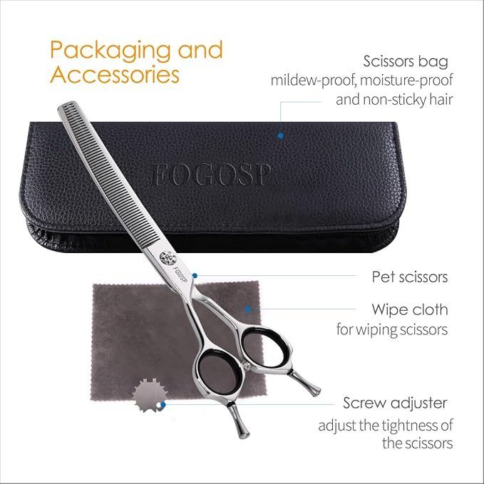 Left Handed Curved Thinning Shears 7 in Professional Left Pet Grooming Scissors for Groomer