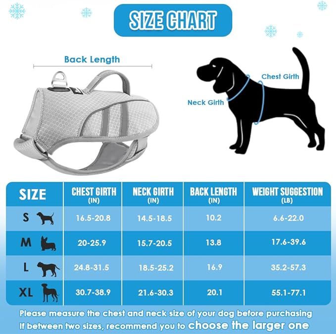 SlowTon Dog Cooling Vest - Cooling Shirt for Dogs, Evaporative Instant Cooling Vest Harness with Ice Pack Pocket, Lightweight Breathable Reflective Dog Cooling Jacket for Large Medium Small Dogs, S