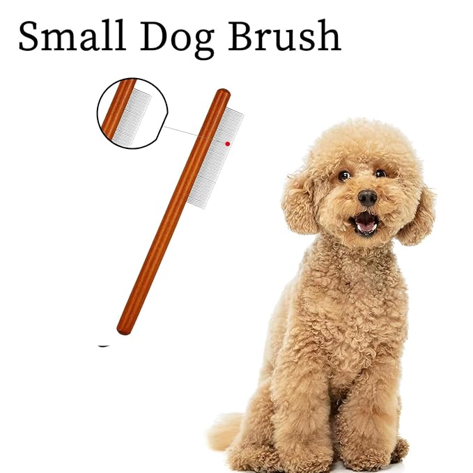 Wooden Small Dog Grooming Brush - Perfect for Shih Tzus, Yorkies, and Maltipoos - Ideal Puppy Hair Brushes for Maltese and Small Breeds (Compact Type)