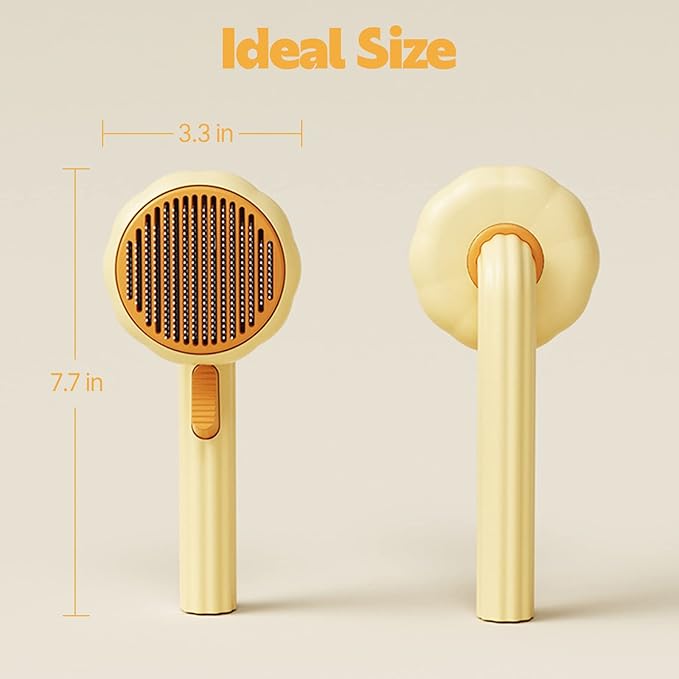 Sunflower Cat Dog Brush (Yellow) - Self Cleaning Cat Brush, Pet Grooming Shedding Brush for Long and Short Haired Dogs Cats