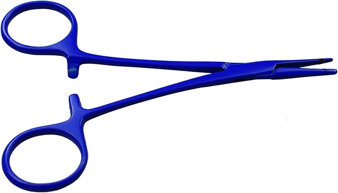 Pet Colourful Stainless Steel Hemostat Hemostatic Forcep,Pet Ear Hair Pull Forcep,Bend Head and Straight Head kit (Blue)