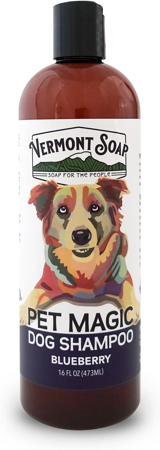VERMONT SOAP Organics Pet Shampoo - Infused with Organic & Natural Olive Oil, Coconut & Aloe Vera Dog Shampoo for Sensitive Skin - USDA Certified Grooming Pet Shampoo (16oz)