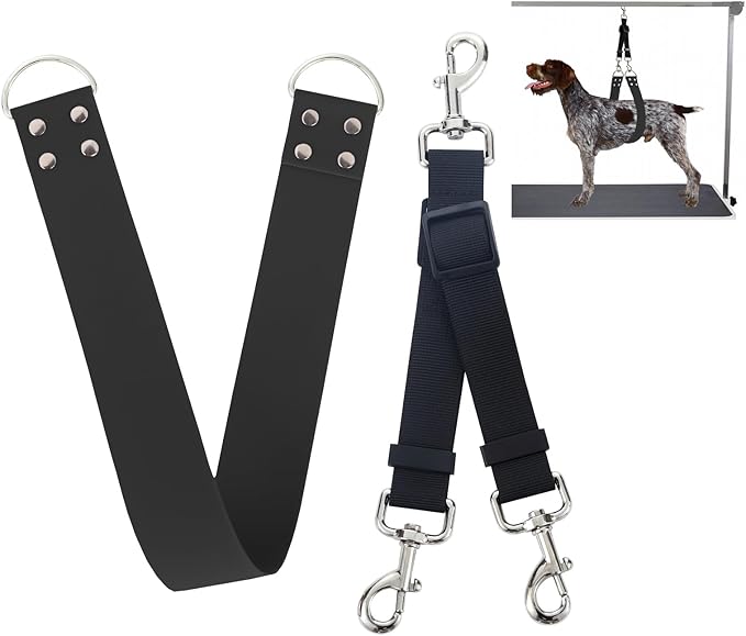 Pet Dog Grooming Belly Straps - Pet Dog Grooming Loops Black Groomer Belly Support Band Wide Waterproof Strong PVC Belly Loop Grooming Restraint for Pet Bathing Grooming (Black-Short)