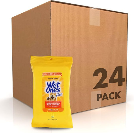 Wet Ones for Pets Paw & Tushie Dog Wipes with Chamomile,Dog Wipes for All Dogs in Tropical Splash Scent Dog Grooming Wipes,Dog Bathing Supplies,Pet Wipes for Paw and Butt(Pack of 24,720 Count)