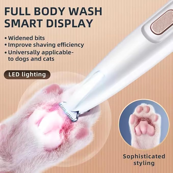 Dog Paw Trimmer with LED Light, 2025 Upgrade Petior Pet Paw Trimmer for Dogs, Pet Hair Clippers for Grooming Kit, LED Display, 35dB Safety Low Noise Pets Trimmers for Paws Eyes Ears Face Rump (1Set)