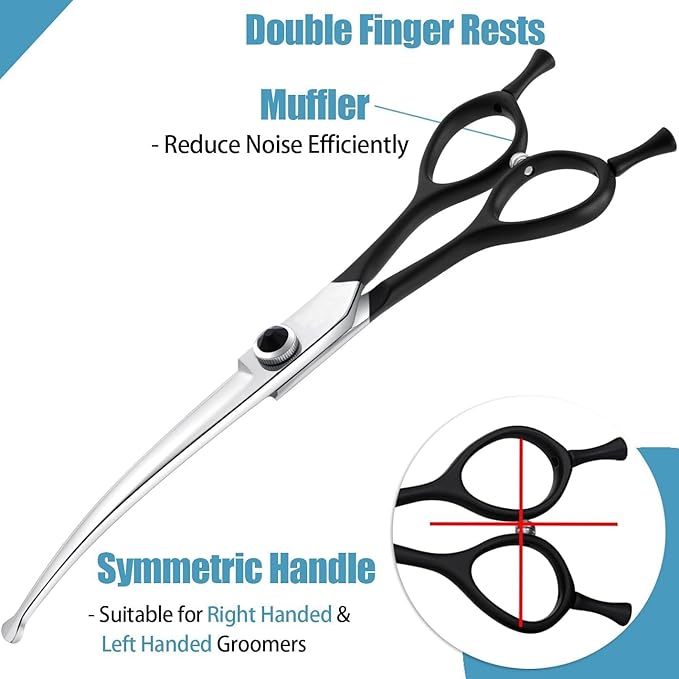 Dream Reach 6.5" Downward Curved Dog Grooming Scissors for Trimming Face and Paws, Safety Round Tip Shears for Pet Dogs and Cats, Professional Pet Grooming Scissors Black