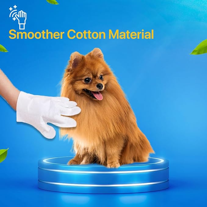 Extra Thick Pet Grooming Glove Wipes for Dogs & Cats, Cleaning & Odor-Controlling Grooming Gloves, Nourish Fur Glove Wipes for Daily Care and Traveling, Rinse Free, 6PCS per Pack