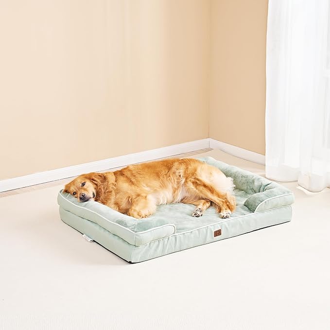 EHEYCIGA Orthopedic Dog Bed for Medium Dogs, Waterproof Memory Foam, Sage Green, 30"L x 20"W x 6.5"Th