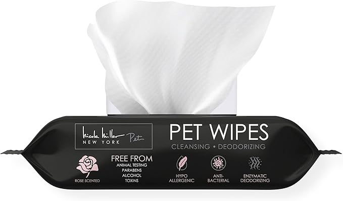 Nicole Miller Rose Scented Alcohol-Free Pet Wipes, Clean Ears, Paws, Body, & Butt - 100pk