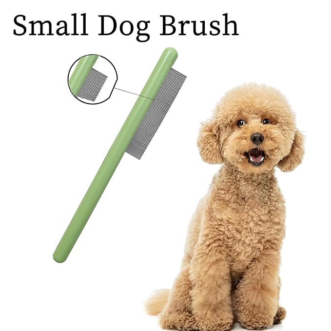 Wooden Small Dog Grooming Brush - Perfect for Shih Tzus, Yorkies, and Maltipoos - Ideal Puppy Hair Brushes for Maltese and Small Breeds (Green)