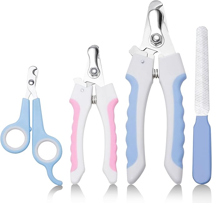 Dog & Cat Pets Nail Clippers and Trimmers - with Safety Nail Guard to Avoid Over Cutting, Nail File Great for Cats, Dogs, Bunnies - Cat & Dog Grooming Supplies