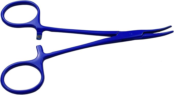 Pet Colourful Stainless Steel Hemostat Hemostatic Forcep,Pet Ear Hair Pull Forcep,Bend Head and Straight Head kit (Blue)