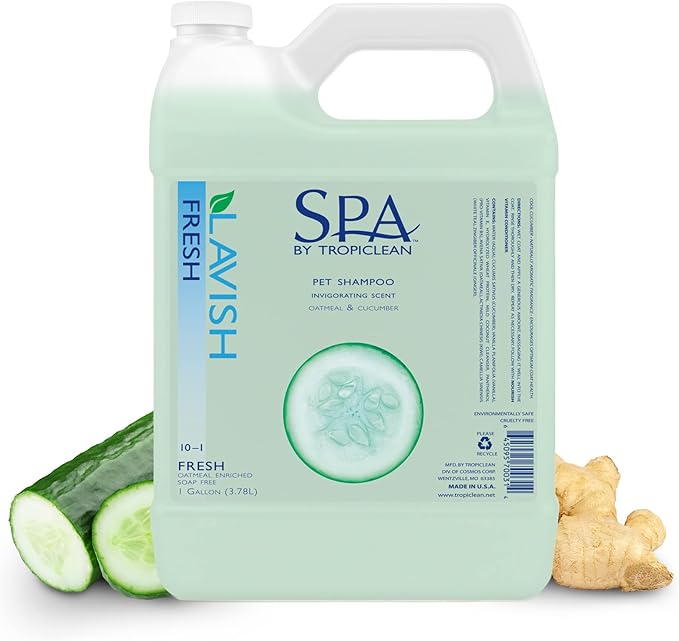 TropiClean SPA Lavish Dog Shampoo | Fresh Scented Deodorizing Dog Shampoo | Naturally Derived Salon Grade Ingredients | Made in the USA | 1 Gallon