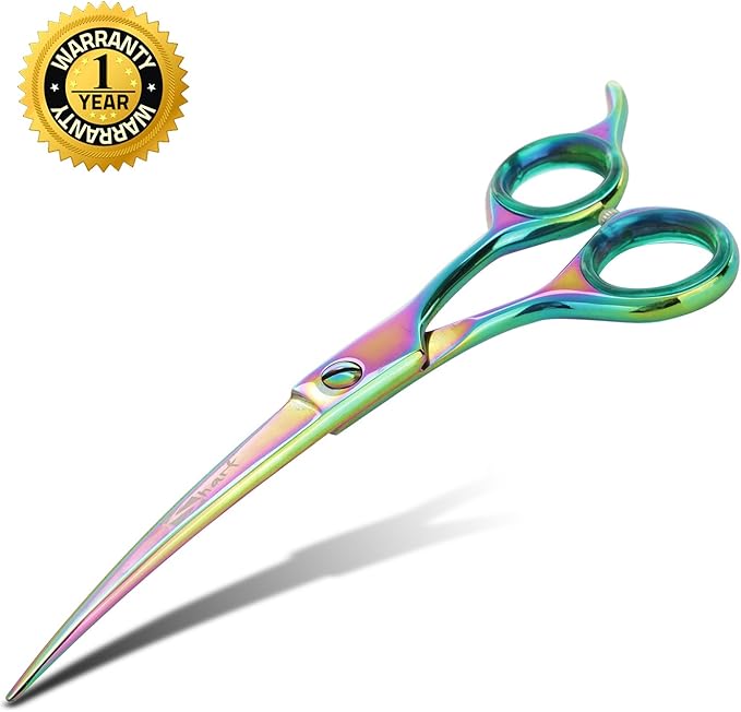 Premium 6.5 Inch Curved Grooming Scissors for Dogs - Sharp, Precise, and Comfortable - Durable Construction for Long-lasting Performance - Safety and Style Combined - Pet Grooming Scissors for dogs
