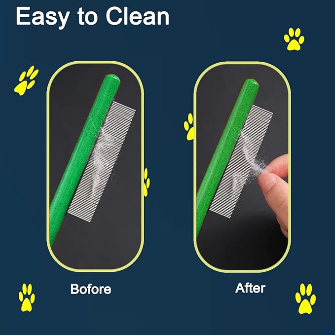 Wooden Small Dog Grooming Brush - Perfect for Shih Tzus, Yorkies, and Maltipoos - Ideal Puppy Hair Brushes for Maltese and Small Breeds (Green)