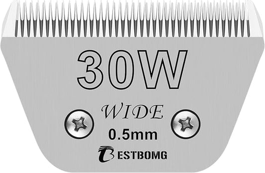 Size 30W Wide Detachable Pet Dog Grooming Blades-Cutting Length 1/50"(0.5mm),Compatible with Andis,Oster A5,Wahl km10 Clippers