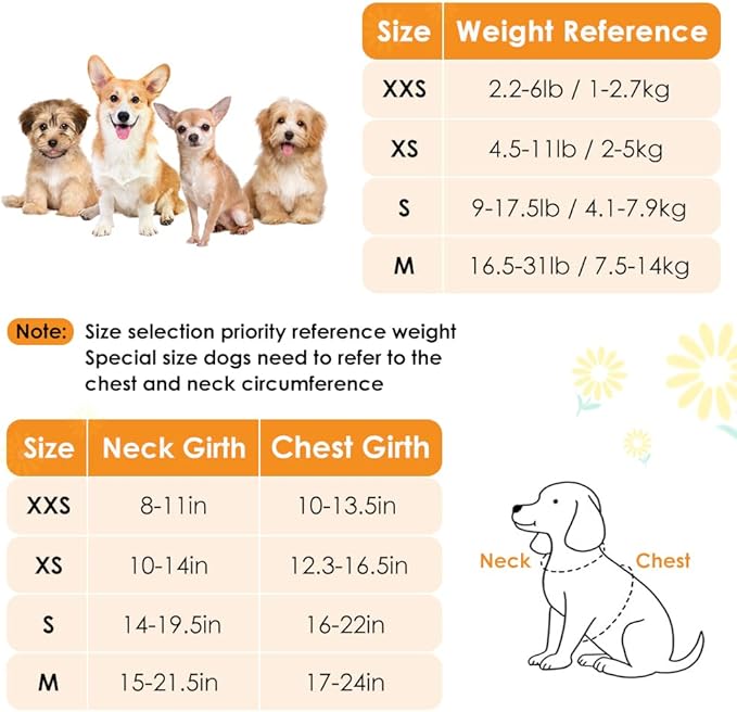 SlowTon No Pull Dog Harness with Leash - Soft Lightweight Floral Pattern Puppy Harness, Adjustable Pet Harness for Small Medium Dogs (Black Daisy XXS)
