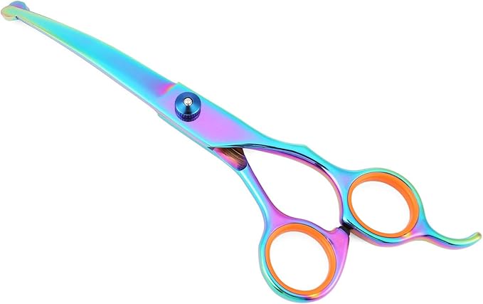 Mogoko Cat Dog Curved Scissors with Safe Round Tip, Stainless Steel Pet Grooming Shears