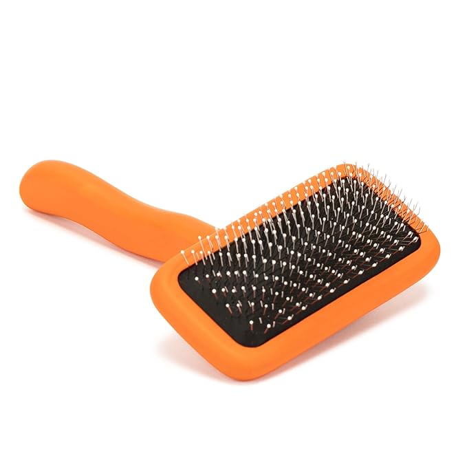 GOODSDECO Pet Slicker Brush - Dog Brush with Soft Tips, Grooming Brush for Dog Cat Pet, Self Cleaning Slicker Brush, Dematting Shedding Fur Hair (Round Tips)
