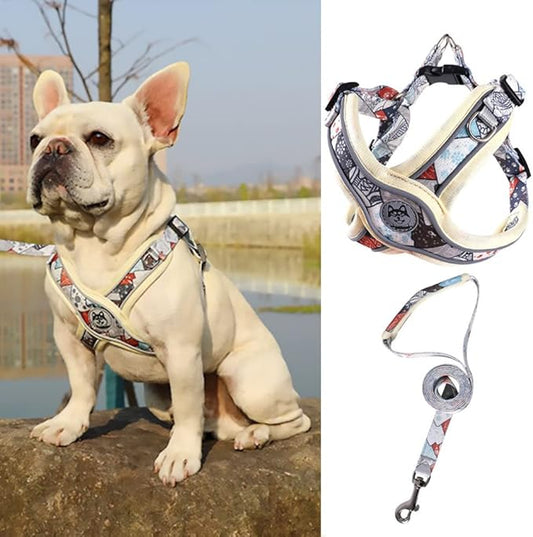 PT-010 Pet Dog Puppy No-Pull Harness Walking Training Harness with Leash Reflective Vest (Beige, X-Small)