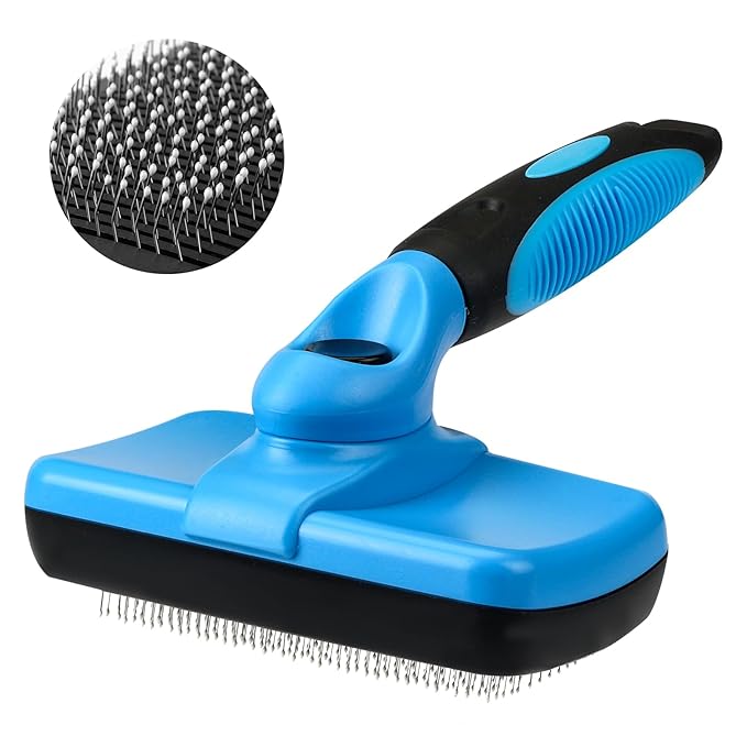 Dog and Cat Brush,Slicker Brush for Shedding Dogs and Cats,Suitable for Haired Pets,Grooming,Self-Cleaning,Perfect Retractable,Large(Blue)