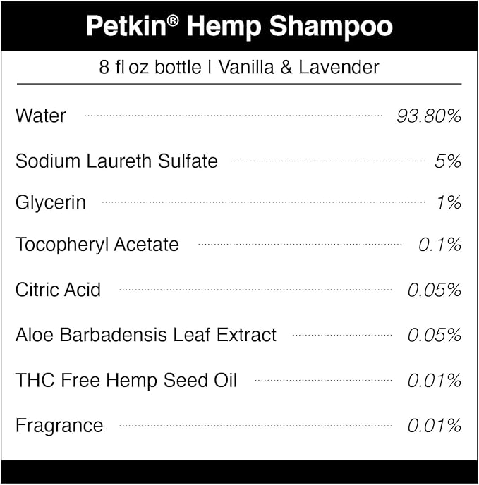 Petkin Hemp Waterless Dog Shampoo Spray – with Hemp Oil & Soothing Vanilla Extract, 8 fl oz – for Cats and Dogs – Soothes, Calms & Conditions, Keeps Pet Smelling Great – for Home and Travel