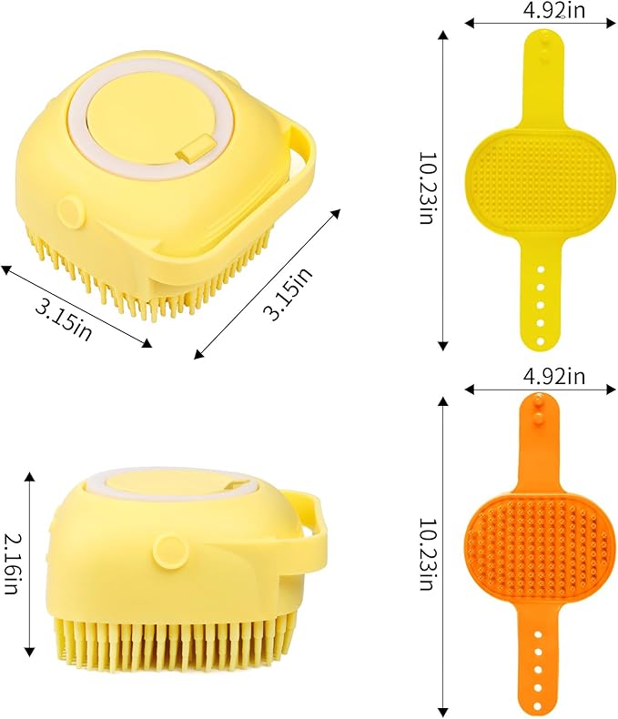 Comotech 3PCS Dog Bath Brush (Yellow Yellow Orange)