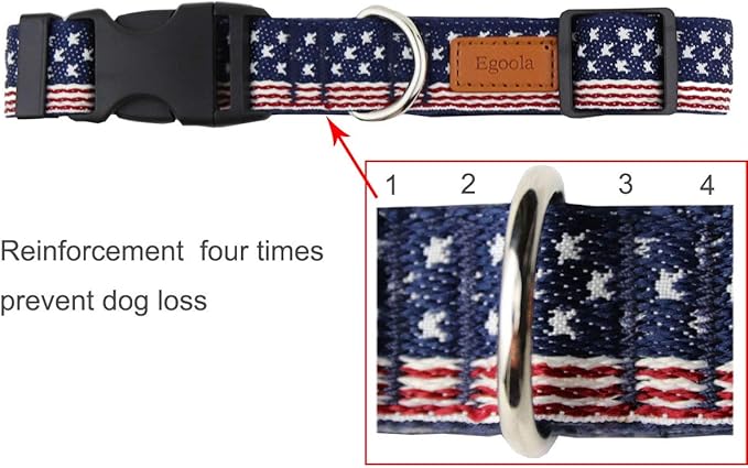 American Flag Dog Collars Adjustable Basic Dog Collar Soft Comfortable Pet Collar (S)