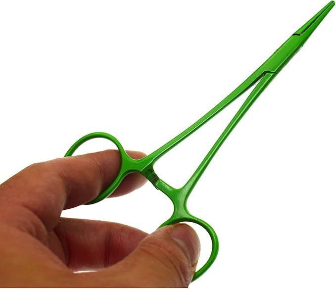 Pet Colourful Stainless Steel Hemostat Hemostatic Forcep,Pet Ear Hair Pull Forcep,Bend Head and Straight Head kit (Green)