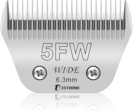 BESTBOMG Size 5FW Wide Detachable Pet Dog Grooming Blades-Cutting Length 1/4"(6.3mm),Compatible with Andis,Oster A5,Wahl km10 Clippers