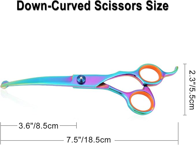Mogoko Cat Dog Curved Scissors with Safe Round Tip, Stainless Steel Pet Grooming Shears