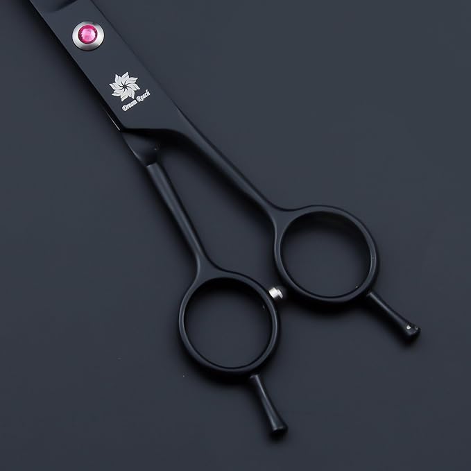 Dream Reach 9" Twin Tail Professional Pet Dog Two-way Cutting or Curved Scissors,Made of High-end 9CR Stainless Steel (Rainbow) (B-9 inch-Black)