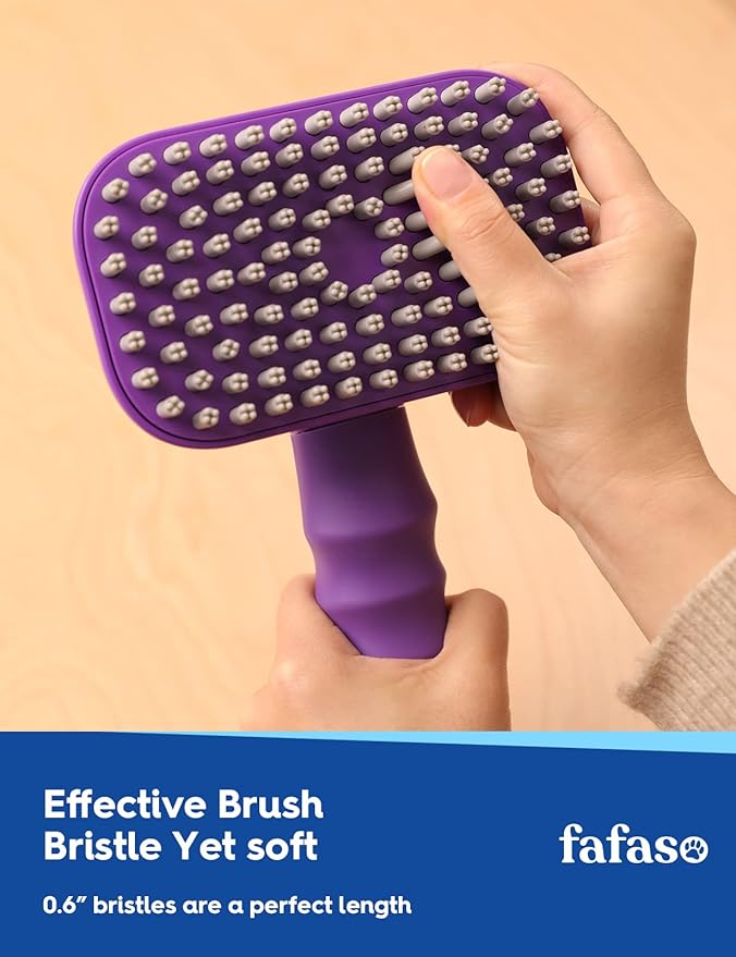 Pet Grooming Brush - Versatile for Bathing, Grooming, and Massaging Short and Long Hair Dogs, Cats, Rabbits (Purple)