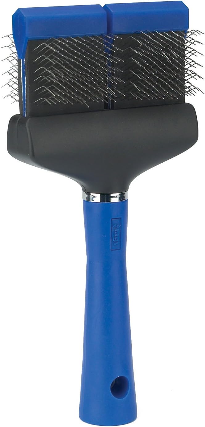 Master Grooming Tools Double-Sided Extra Firm Flexible Slicker Brushes—Versatile Brushes for Grooming Dogs - Blue, 8"L x 4"W, Large