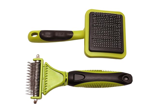Dog Grooming Brushes Brush Kit Set Undercoat Rake and Self Cleaning Gentle Slicker Brush Non Shedding Detangling Matted Hair Long Haired Double Coated Large Dogs
