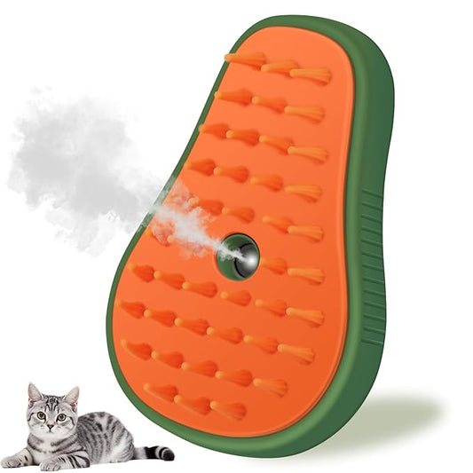 Cat Steam Brush, 3 in 1 Cat Steamy Brush, Silicone Massage Grooming Brush, Pet Hair Cleaning Brush Comb for Cats Dogs(Avocado Green)