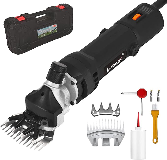 Sheep Shears, 750W Professional Electric Sheep Clippers with 6 Speed, Farm Livestock Clippers Kit Suitable for Thick Coat Animals (Comes with Spare Blades)