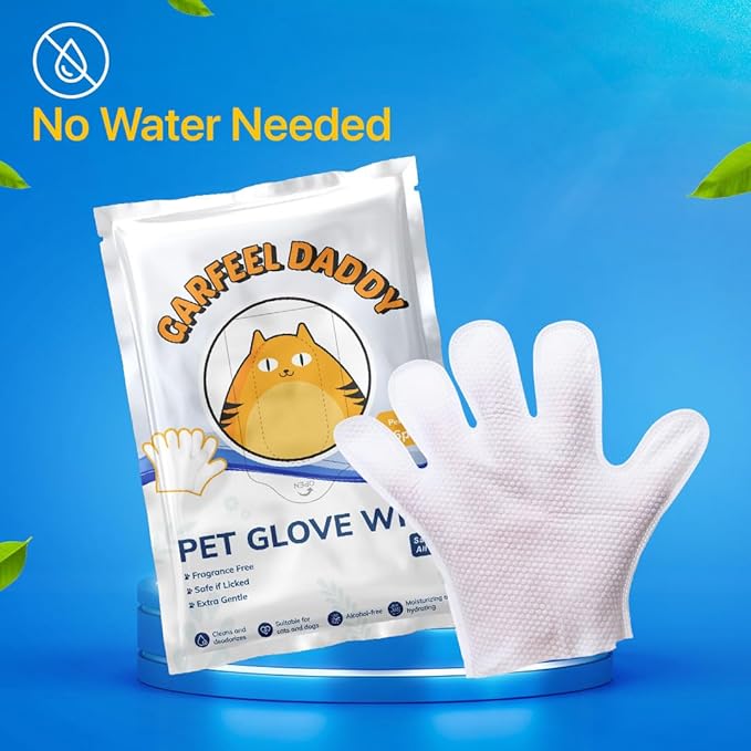 Extra Thick Pet Grooming Glove Wipes for Dogs & Cats, Cleaning & Odor-Controlling Grooming Gloves, Nourish Fur Glove Wipes for Daily Care and Traveling, Rinse Free, 6PCS per Pack