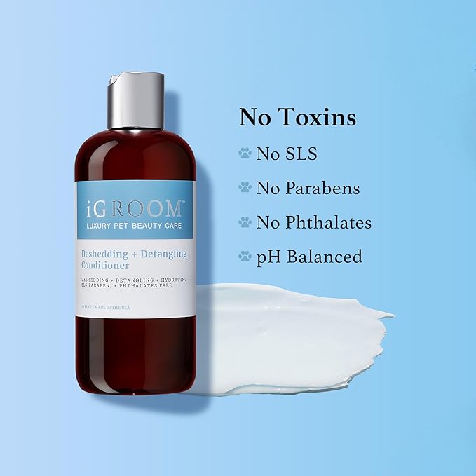 iGroom Deshedding & Detangling Dog Conditioner, Luxury Pet Beauty Care, Loosen Tangles + Unwanted Undercoat, Adds Shine + Volume, Made in USA (16 OZ)