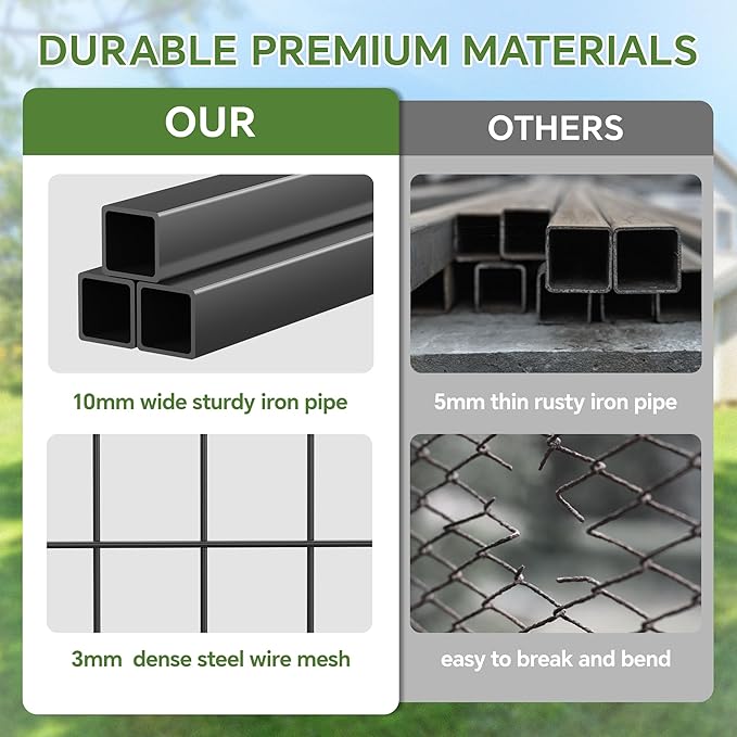 Mr IRONSTONE Large Dog Kennel Outdoor with Water-Resistant Roof Heavy Duty Outside Dog Kennel Pet Pens Dogs Run Enclosure with Rotating Feeder and Secure Lock (4'L x 4'W x 4.4'H)