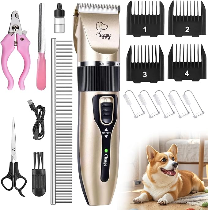 Dog Clippers for Grooming,Dog Grooming Kit Clippers,Dog Grooming kit,Pet Hair Trimmer,Shaver Cordless Electric Quiet Hair Clipper Set for Pet Shaver with Paw Trimmer for Small & Large Dogs Cats pet