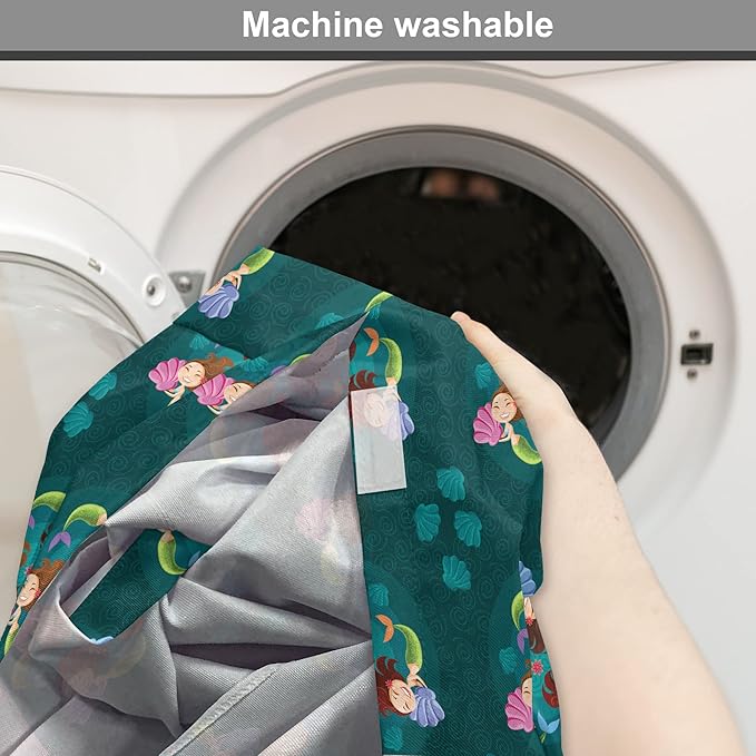 Lunarable Mermaid Dog Crate Cover, Smiling Happy Cheerful Mermaids with Seashells Scallops Exotic Waters Spirals, Easy to Use Pet Kennel Cover for Small Dogs Puppies Kittens, 18 Inch, Teal Multicolor