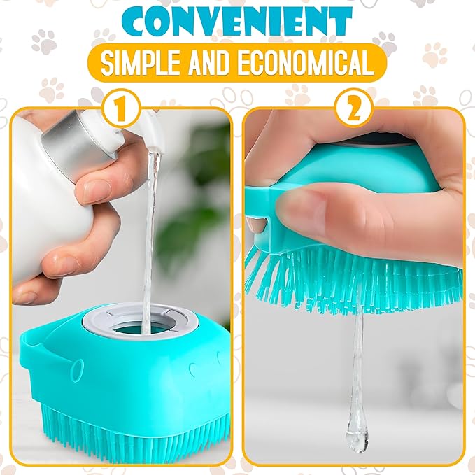 2Pcs Dog Bath Brush Scrubber - Dog Bath Brush with Soap Dispenser Dog Soap Scrubber Pet Bath Brush Pet Shampoo Brush for Dogs Bath - Dog Shampoo Brush