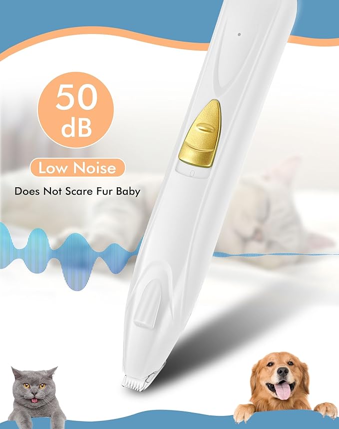 LEYOUFU Dog Clippers for Grooming, Cordless Dog Grooming Kit for Small Dogs with LED Light, Rechargeable Low Noise Cat Hair Trimmer for Grooming Pet Hair Around Paws, Eyes, Ears, Face, Rump (White)