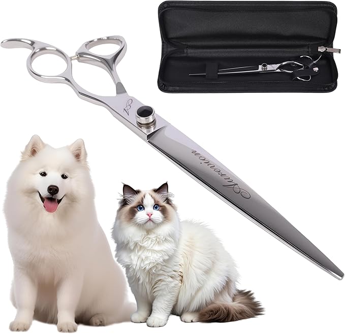 Professional 9 In Straight Pet Grooming Scissors for Dogs & Cats and Other Pets,Stainless Steel Shears for Easy Trimming,Ergonomic Design Clippers for Easy Hair Cutting,Sharp and Comfortable,Pet Gift
