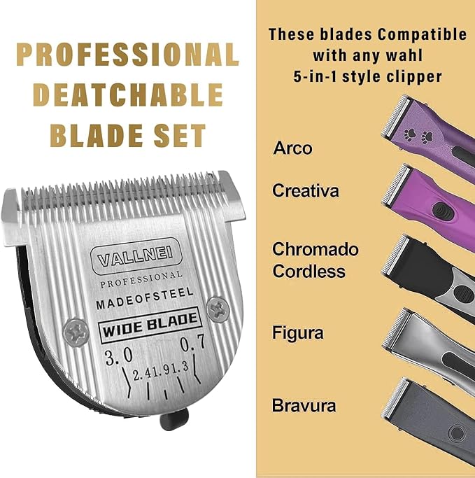 Detachable Adjustable Pet Dog Grooming Clipper 5-in-1 Wide Blade (for Medium and Large Pets)